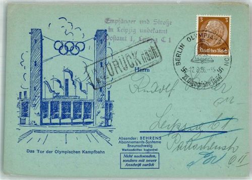 Olympiade 1936 Tor der Kampfbahn
