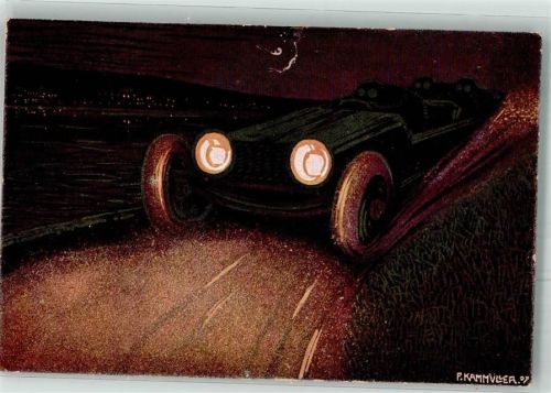 Zürich sign. Kammüller Karte dient zur Teilnahme an der Tombola Reißnagelloch Automobilausstellung 1907 Gebrauchsspuren