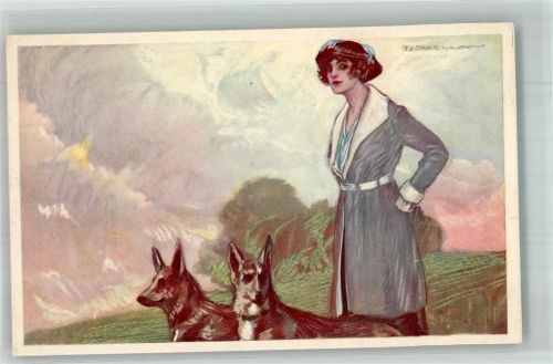Frau mit Schäferhunde Serie 454-1 Verlag Anna & Gasparini