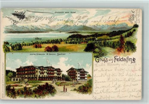 Feldafing 1898 Gruss aus - Hotel Strauch AK