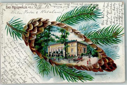 Bad Freienwalde 1901 Brunnenhotel Tannenzapfen sign E. Schlemo