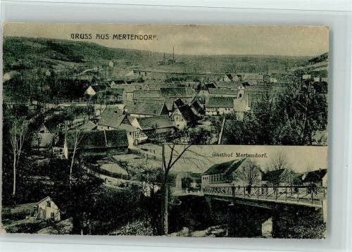 Mertendorf 1917 Gasthof, Teilansicht, gute Erhaltung AK