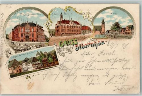 Olbernhau Königl. Amtsgericht Kaiserl. Postamt Markt Schwefelbad Grünthal
