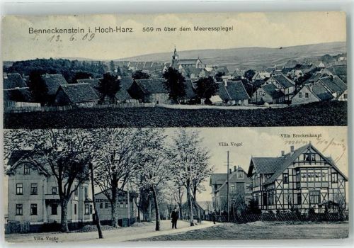 Benneckenstein 1909 Villa Vogel Brockenhaupt Vocke Kirche