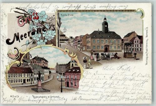 Meerane 1900 Markt-Platz Bismarckplatz mit Denkmal