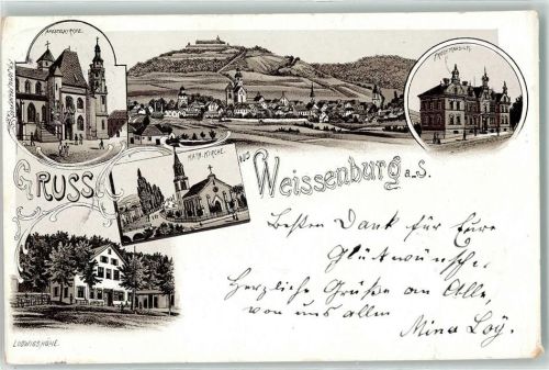 Weißenburg 1900 Progymnasium Apostelkirche Gasthaus Ludwigshöhe Kath. Kirche