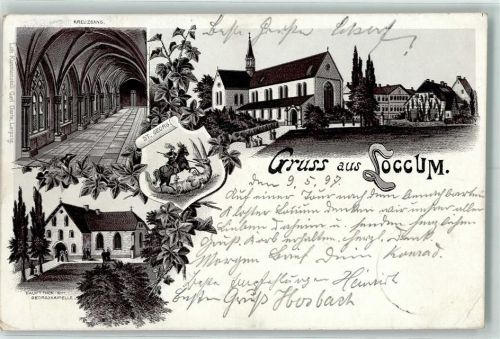 Loccum 1897 Kreuzgang Haupttor mit Georgskapelle Wappen St. Georg