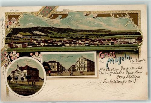Mügeln 1902 Schule Albertstraße
