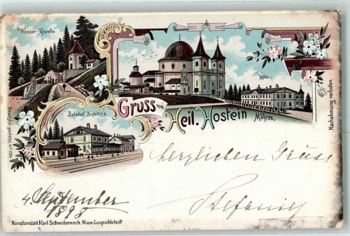 Bystrice pod Hostynem 1898 Wasser-Kapelle Bahnhof Hostein