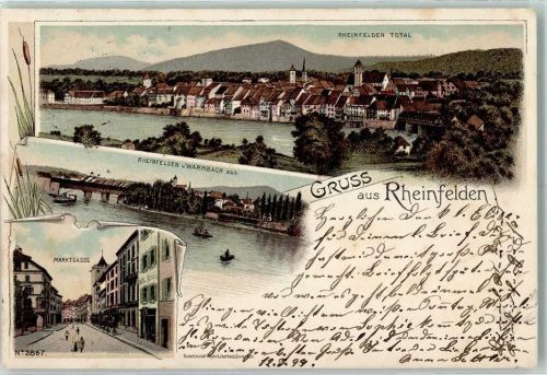 Rheinfelden 1899 Rheinfelden v. Warmbach aus Marktgasse