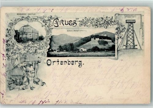 Ortenberg 1900 Brauerei Harter Schloss und Bahnhof Aussichtsturm auf ohem Horn