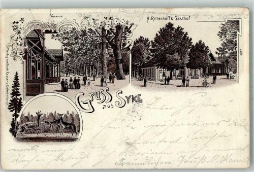 Syke 1905 H. Ritterhoffs Gasthaus Veranda Rehe