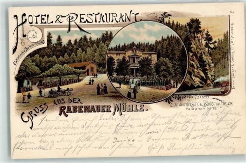 01734 O8222 Rabenau , Sachs 1899 Lithographie Hotel Gasthaus Rabenauer Mühle