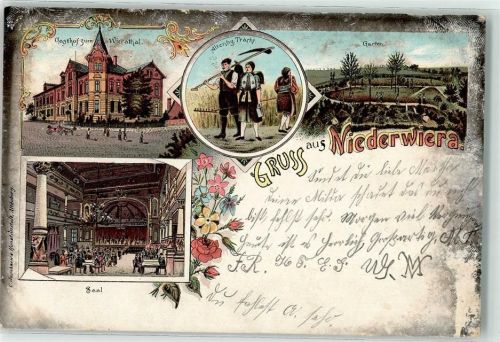 Niederwiera 1902 Gasthaus zum Wieratal Altenbg. Tracht Garten Saal