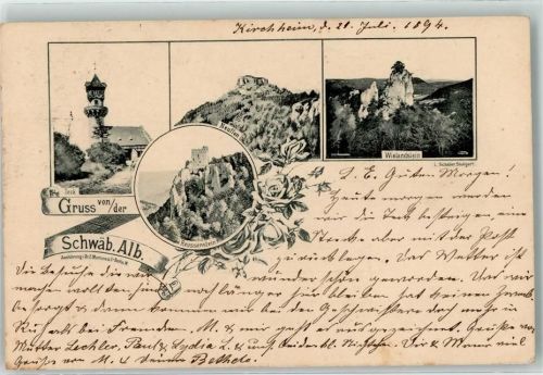 Kirchheim 1894 Vorläufer Reussenstein Wielandstein Neuffen Teck Ort lt. Stempel