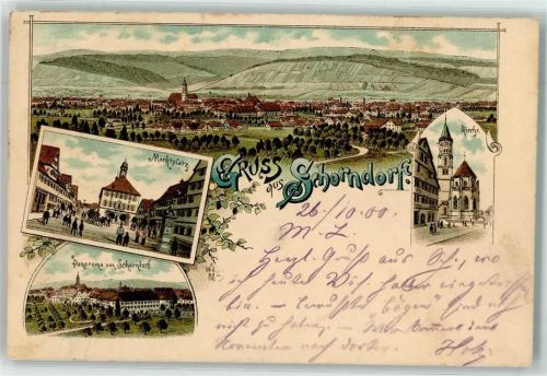 Schorndorf 1900 Marktplatz Kirche