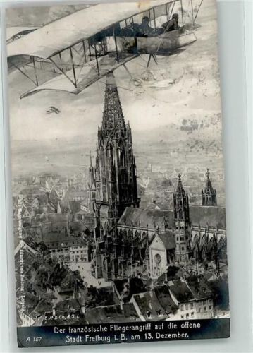 Freiburg 1915 Französischer Fliegerangriff auf Freiburg AK