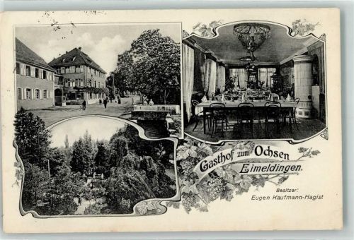 79591 W7855 Eimeldingen - Gasthaus zum Ochsen Speisezimmer Kachelofen Garten