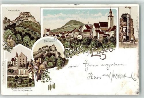 Engen 1897 Mägdeberg Vögel Hohenkrähen Krenkinger Schloß Aussichtsturm
