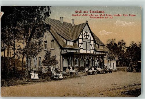 Espelkamp Gasthaus Waldfrieden Carl Peper Fahrrad Kinderwagen Kinder