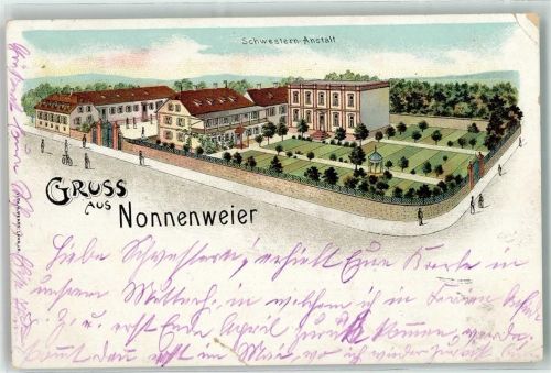 Nonnenweier 1903 Schwestern-Anstalt Lithographie