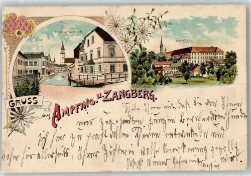 84539 W8261 Ampfing 1899 Lithographie Südansicht Zangberg