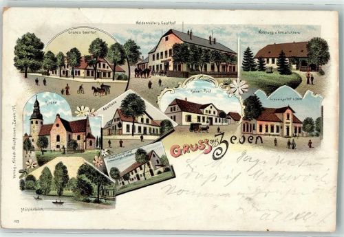 Zeven 1898 Gasthaus Grote Apotheke Kaiserl. Post Amtsrichter-Wohnhaus Lithographie