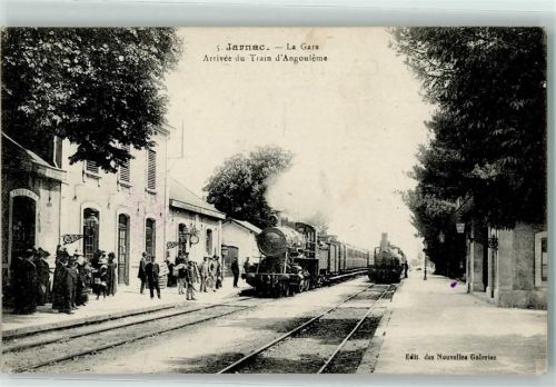 Jarnac 1918 Bahnhof Arrivee du Train d`Angouleme Eisenbahn