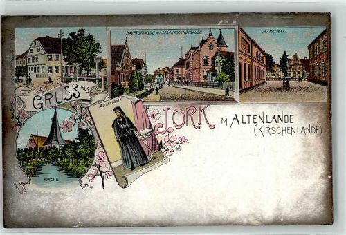 Jork Kirche Altländerin Tracht Hauptstraße Sparkasse Marktplatz