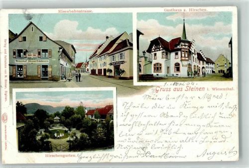 Steinen 1904 Eisenbahnstraße Gasthaus Hirschen Hirschengarten