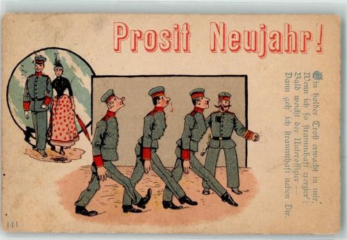 1891 Glückwunsch Neujahr Soldaten Bahnpost Kiel - Flensburg Zug 2