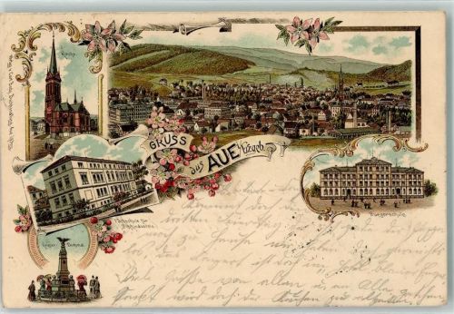 Aue 1898 Krieger-Denkmal Fachschule Blechindustrie Bürgerschule