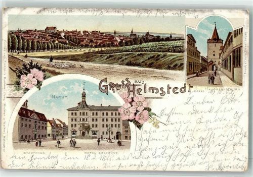 Helmstedt 1902 Marktplatz Stadthaus Hotel Erbprinz Haus Mannsturm Litho