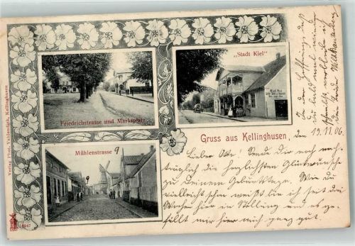 Kellinghusen 1906 Friedrichstraße u. Marktplatz Gasthaus Stadt Kiel Mühlenstraße