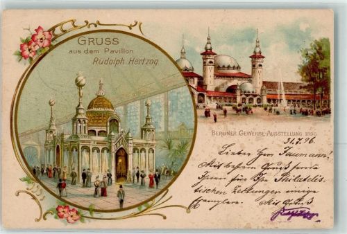 Berlin, unsortiert Gewerbe-Ausstellung 1896 Pavillon Rudolph Hertzog