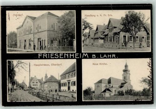 Friesenheim 1915 Bahnhof Hauptstraße Neue Kirche