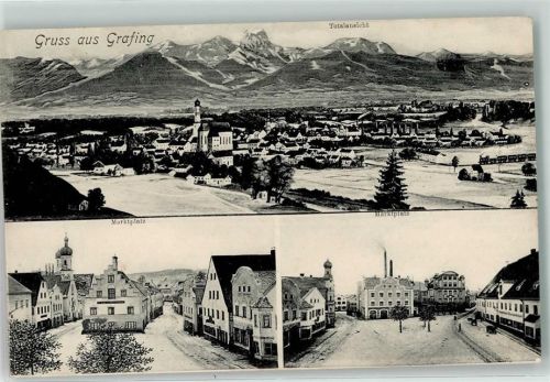 Grafing 1906 Marktplatz Alpenkette