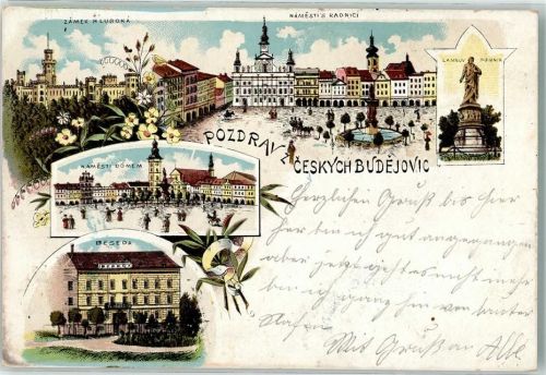 Ceske Budejovice 1901 Zamek Hluboka Namesti Radnici Lannuv Pomnik Beseda