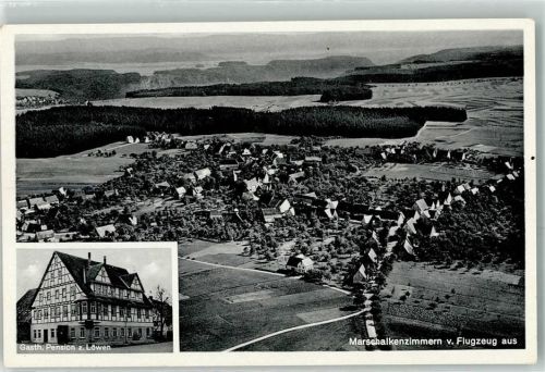 Marschalkenzimmern Fliegeraufnahme Gasthaus Pension z. Löwen