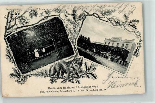 Strausberg 1906 Gasthaus zum Hungrigen Wolf