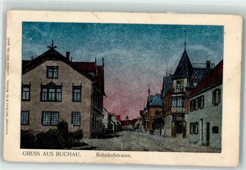 Buchau 1914 Bahnhofstraße Luna-Karte