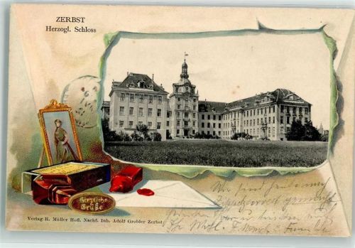 Zerbst 1905 Siegelstempel Siegelwachs Herzogl. Schloß Passepartout