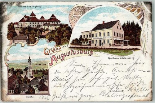 Augustusburg 1901 Schoss Gasthaus Schlossberg Kirche Gruss