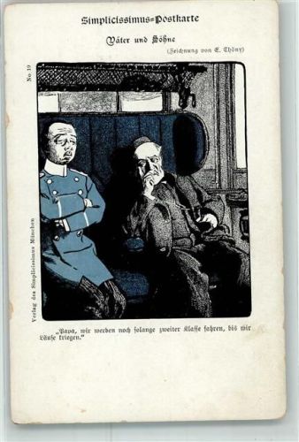 Väter und Söhne sign E. Thöny Zugabteil Nr 19