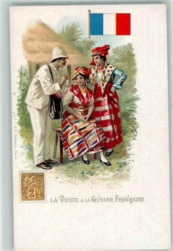 la Poste a la Guyane Fracaise Tracht Postbote Fahne