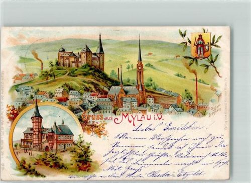 Mylau 1900 Schloß Mylau sign. Robert Langbeim