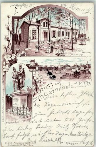 Angermünde 1899 Kriegerdenkmal Stadtpark Gasthaus