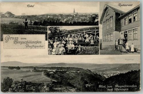 Dreißigacker 1912 Bergschlößchen Gasthaus Garten Gruppenaufnahme
