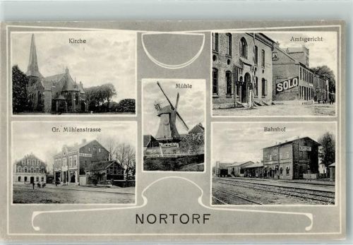 Nortorf 1911 Kirche Gr. Mühlenstraße Windmühle Bahnhof Amtsgericht