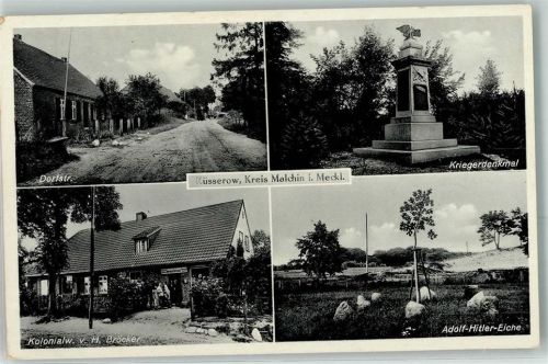 Küsserow WK II Dorfstraße Kriegerdenkmal Handlung Kolonialwaren Bröcker Adolf Hitler Eiche